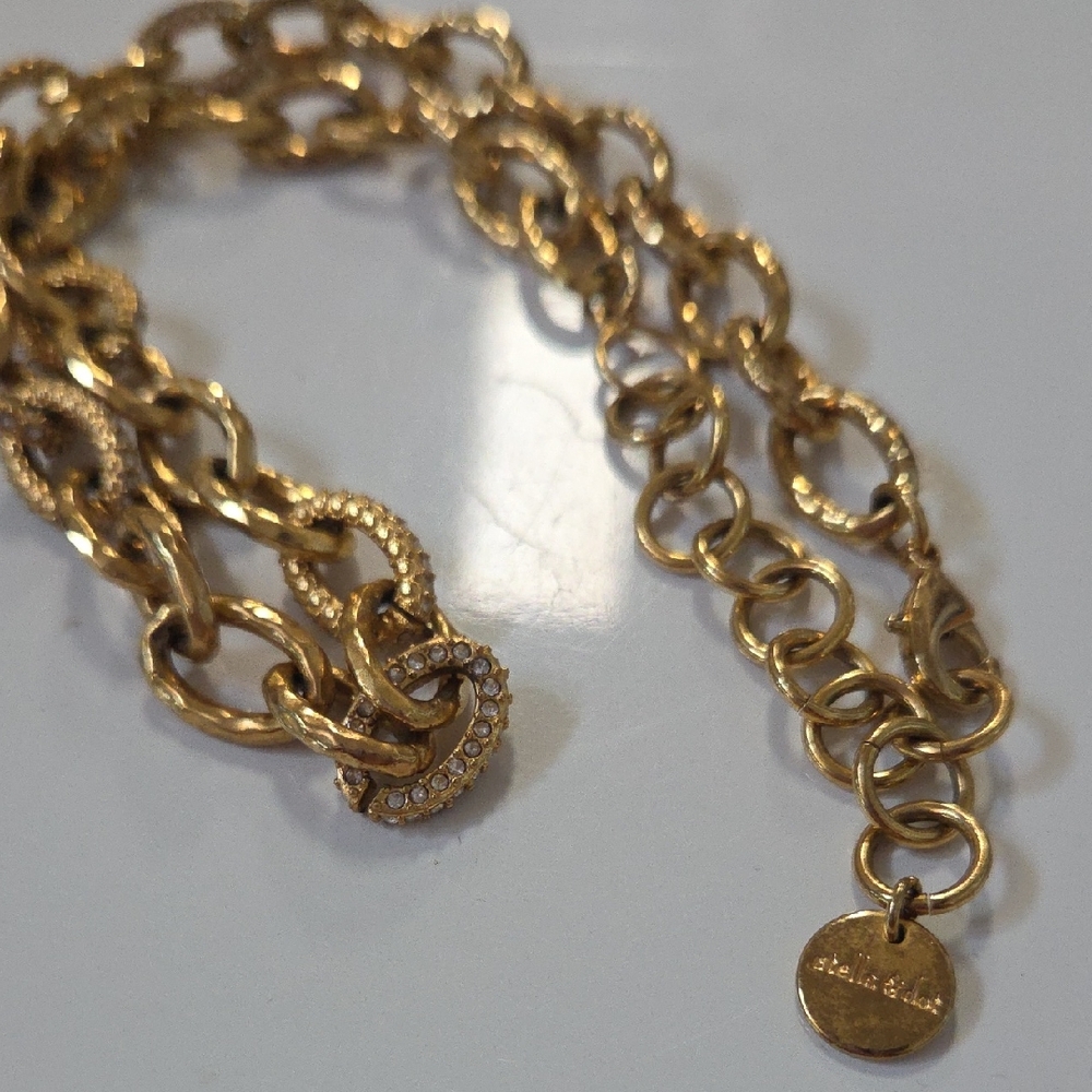 Stella And Dot 18" Gold Chain Retired Necklace with Rhinestones
